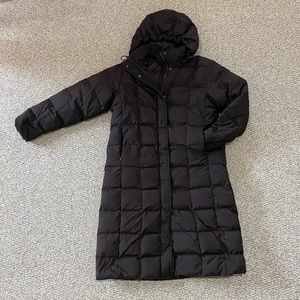 Lands End brown long down coat